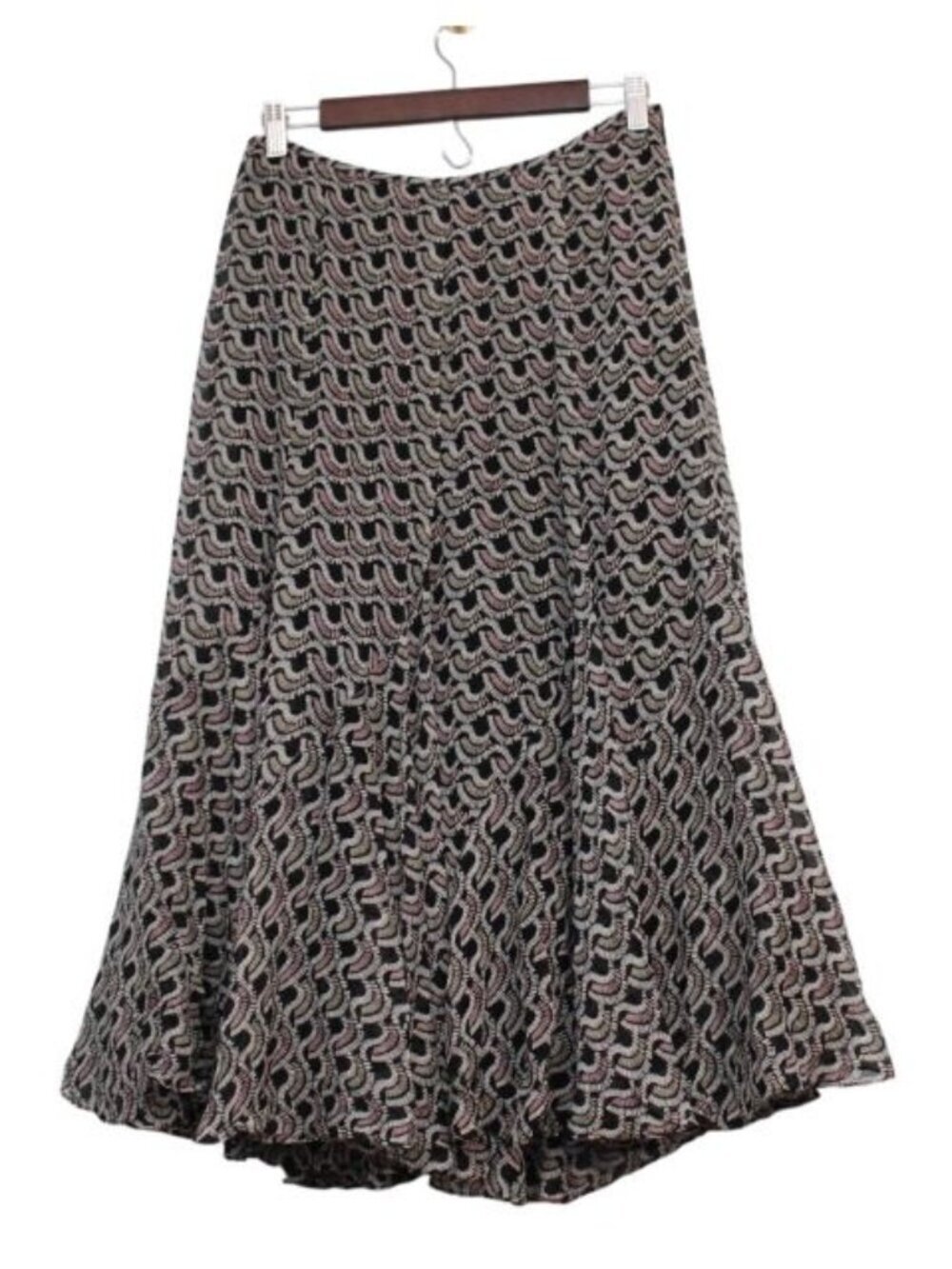 Jones New York Midi Skirt Size 6 Chiffon 100% Silk A-Line Flowy Pleated Career